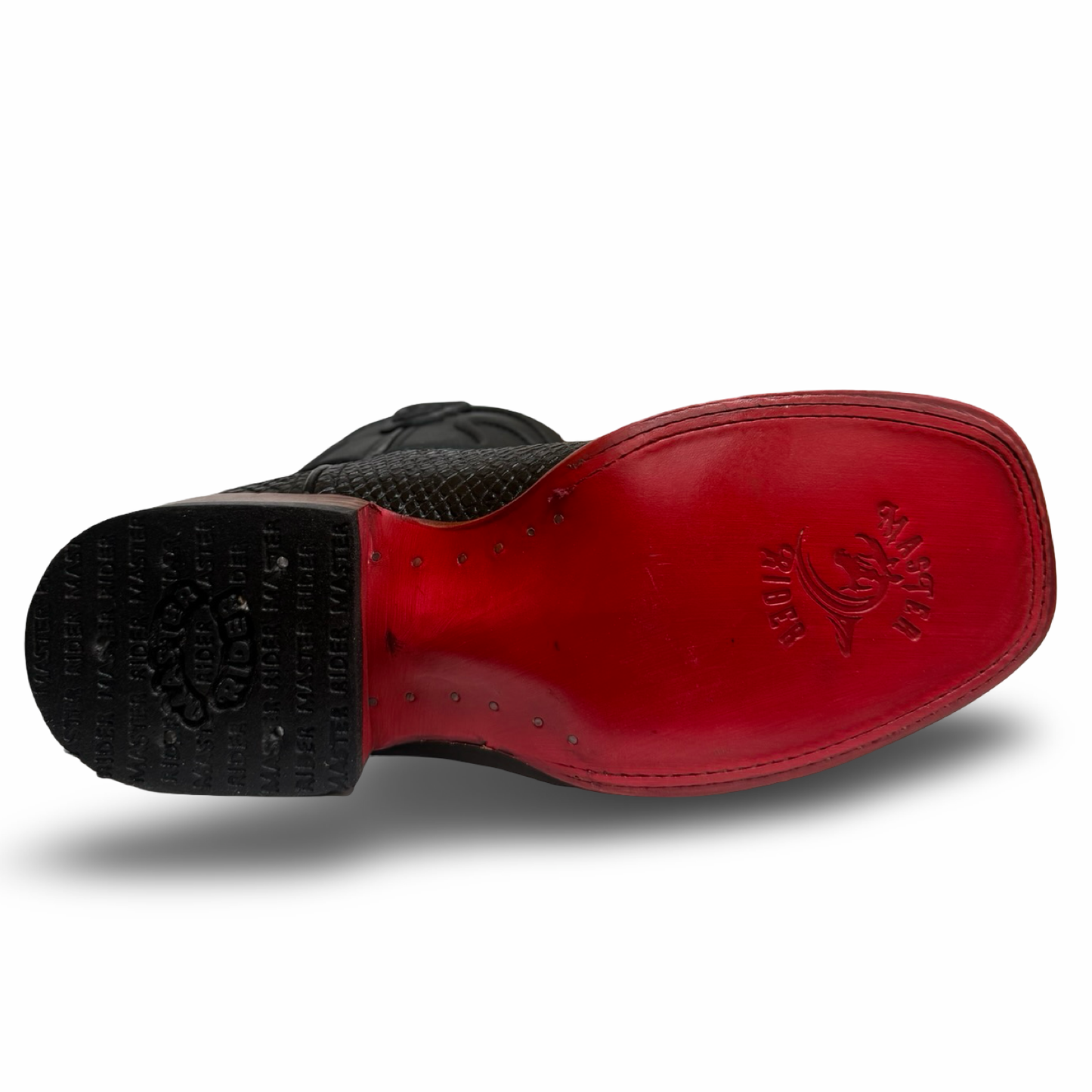 Black Cowboy Boots with Red Scale Detail – Master Rider
