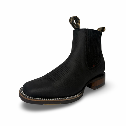 Becerro-Black Genuine Leather Booties – Non-Slip Rubber Sole