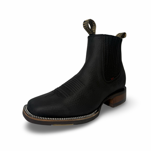 Becerro-Black Genuine Leather Booties – Non-Slip Rubber Sole