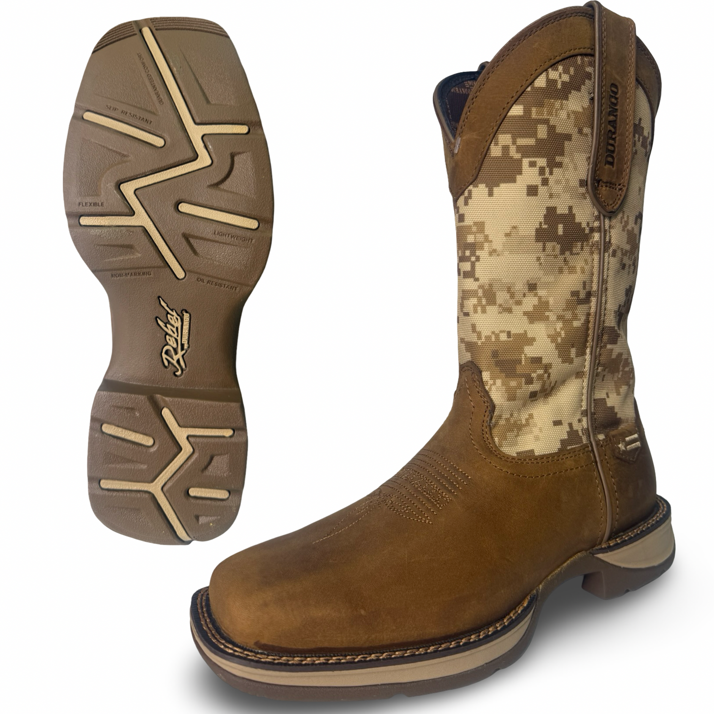 Durango Men's Rebel Desert Camo Dusty Brown Square Toe Boots DDB0166