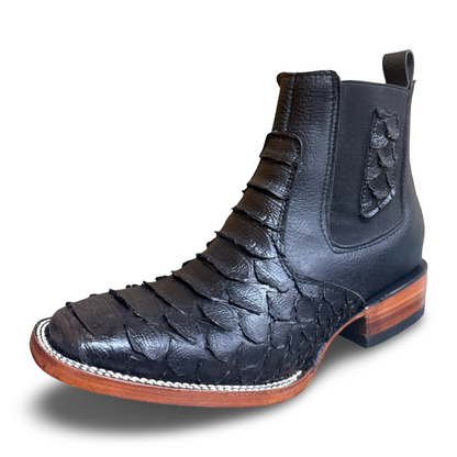 Men’s Black Faux Python Leather Cowboy Boots – Montesino