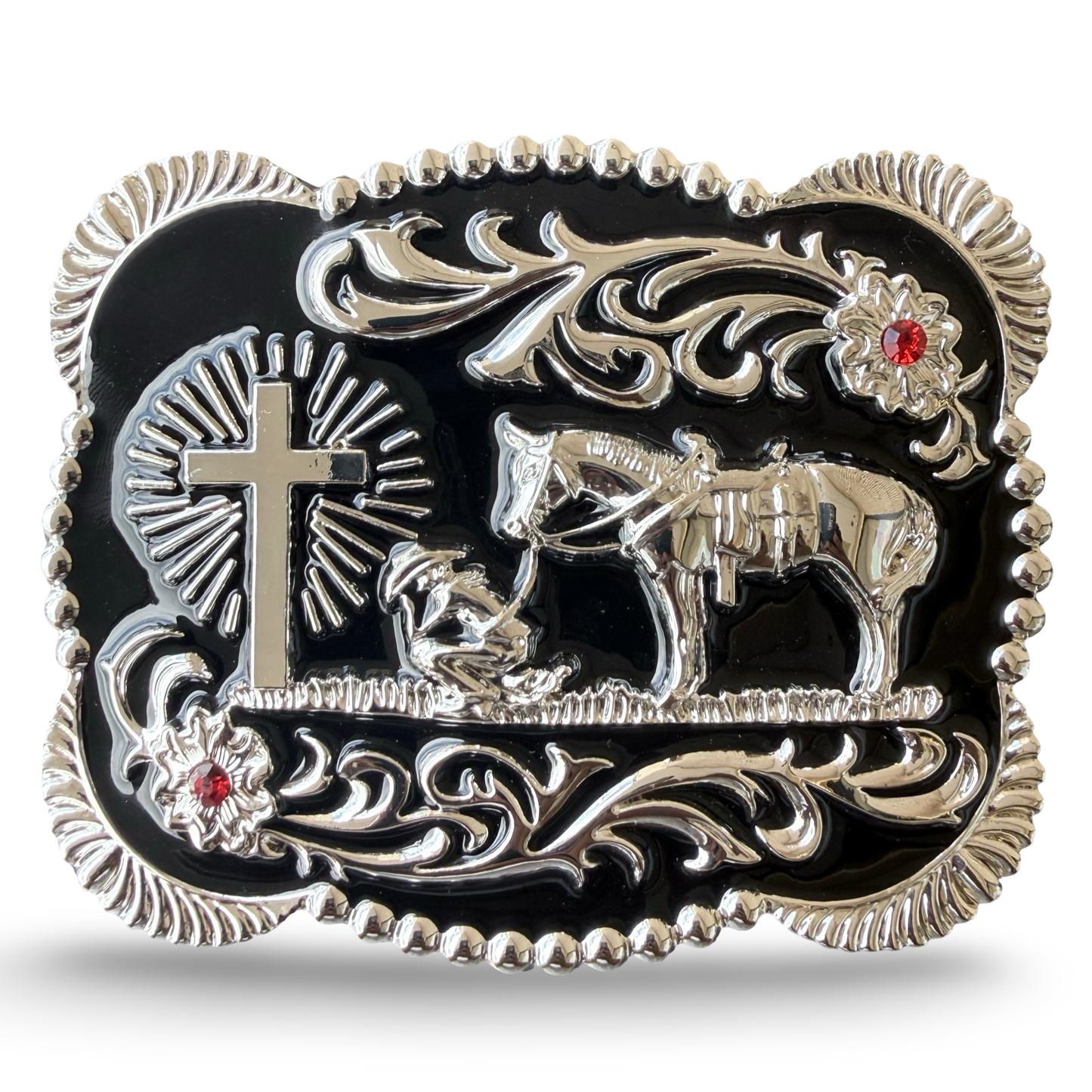 Black & Silver Western Belt Buckle