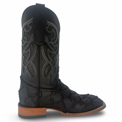 Botas Vaqueras de Piel de Res Imitación Pescado - Color Negro | Horma Bulldog