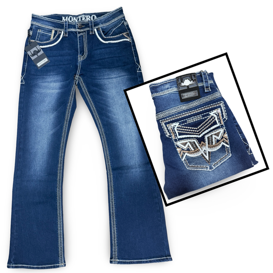 Men’s Western Dark Blue Straight Leg Jeans