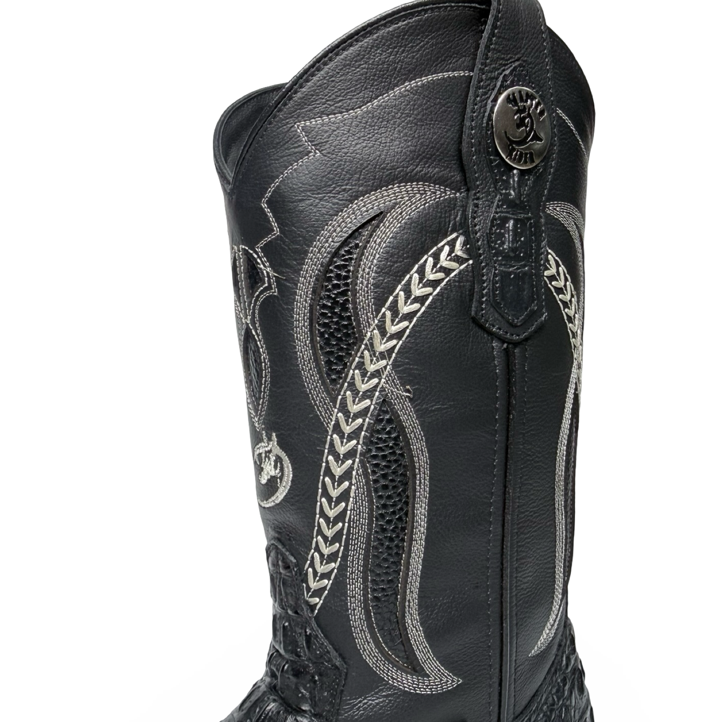 Botas vaqueras de estilo cocodrilo negras