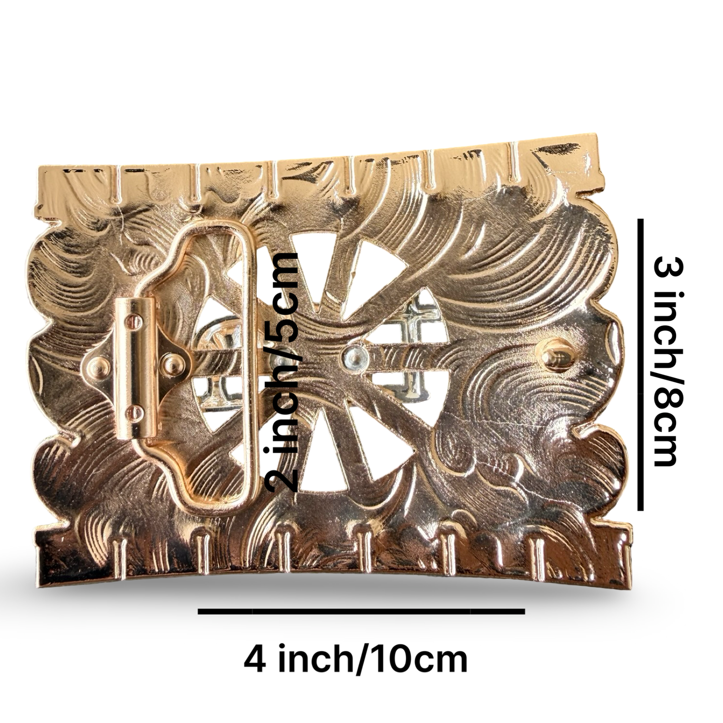Western Cowboy Buckle in Rose Gold and Silver