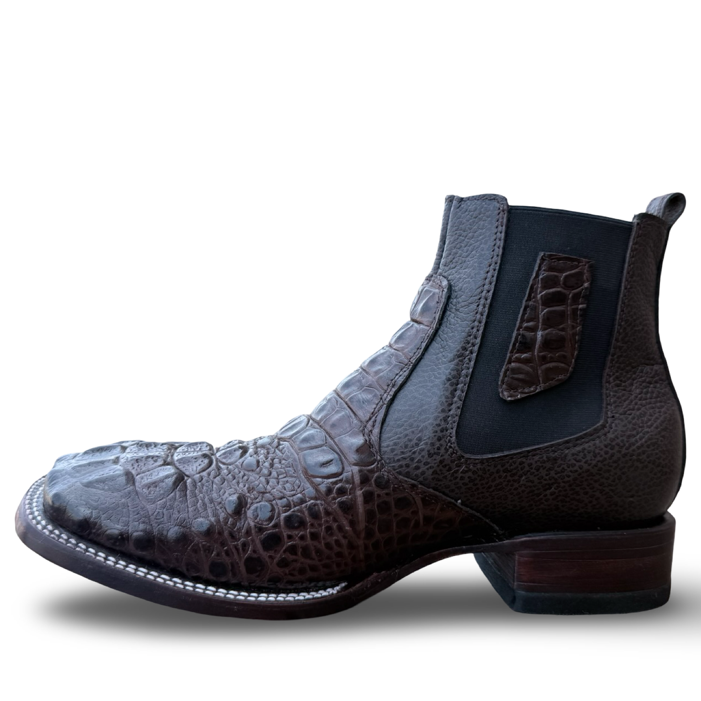 Men’s Brown Croc-Print Western Boots