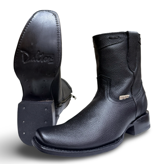 Black Dubai Style Western Boots with Zipper
