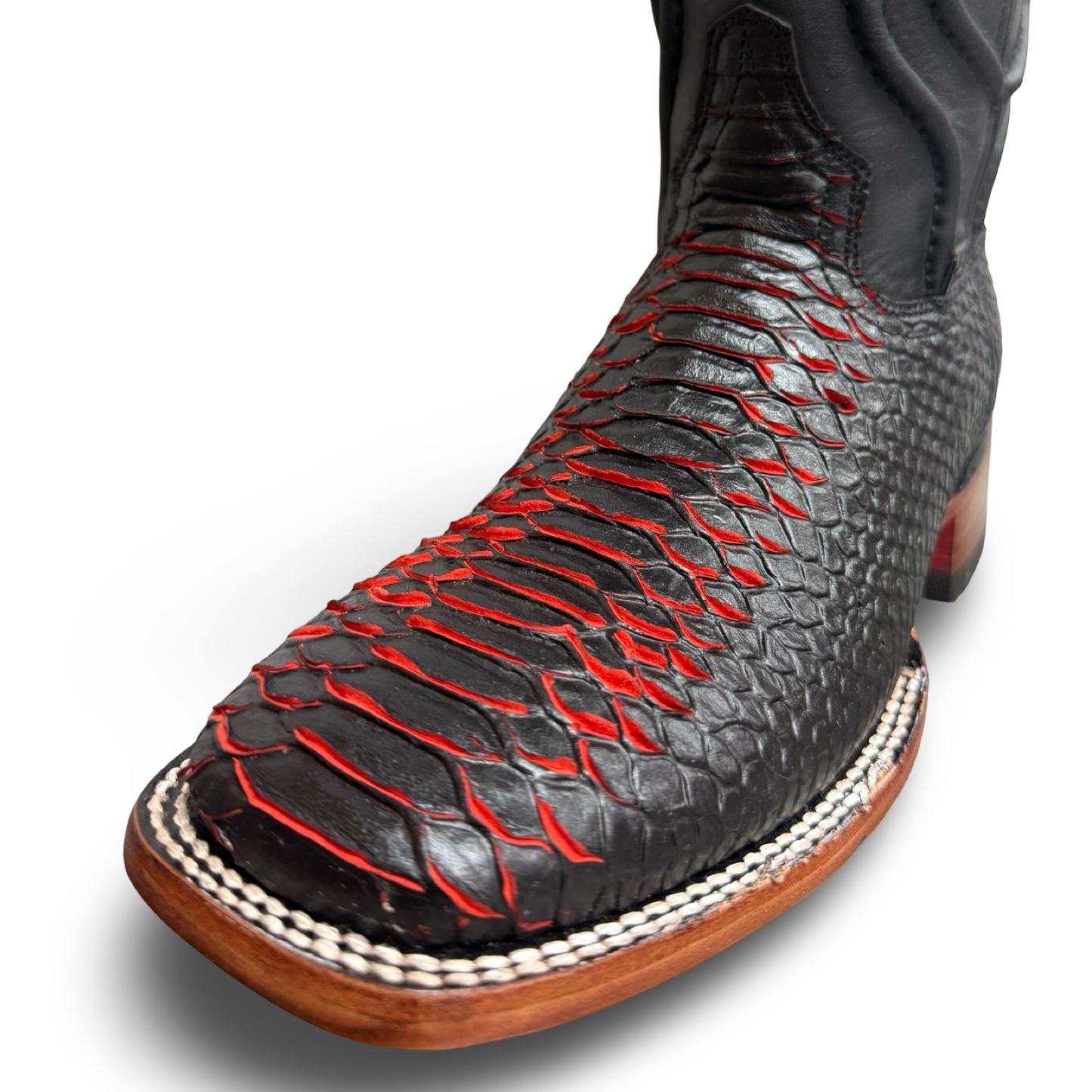 Black Cowboy Boots with Red Scale Detail – Master Rider