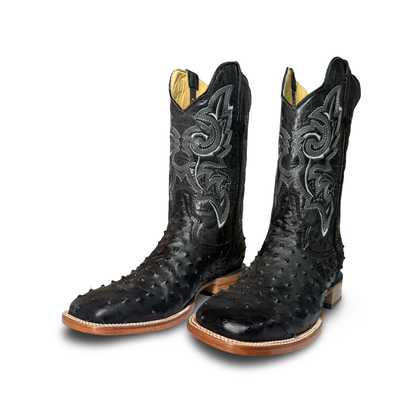 Black Exotic-Print Western Leather Boots
