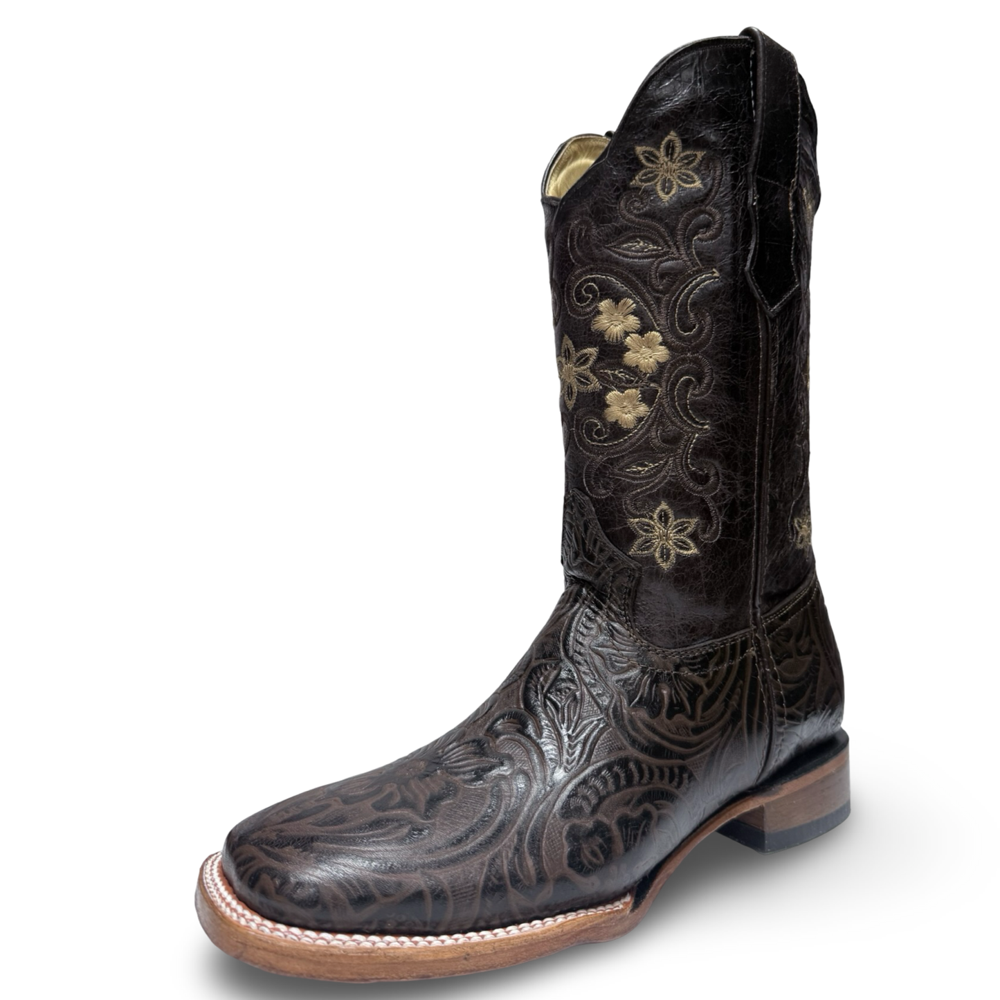 Melisa Square Toe Cincelada Western Boots