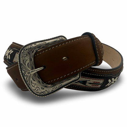 Brown Suede Finish Western Belt