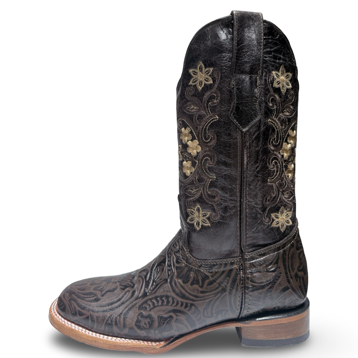 Melisa Square Toe Cincelada Western Boots