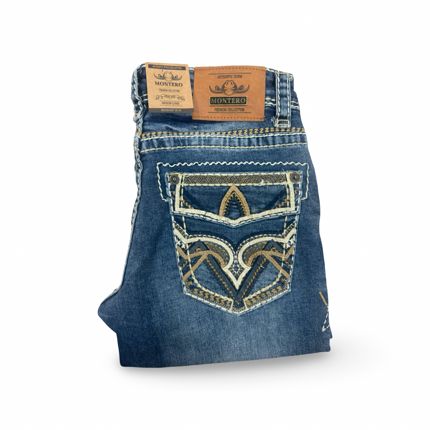 Cowboy Denim Jeans – Blue with Elegant Embroidery