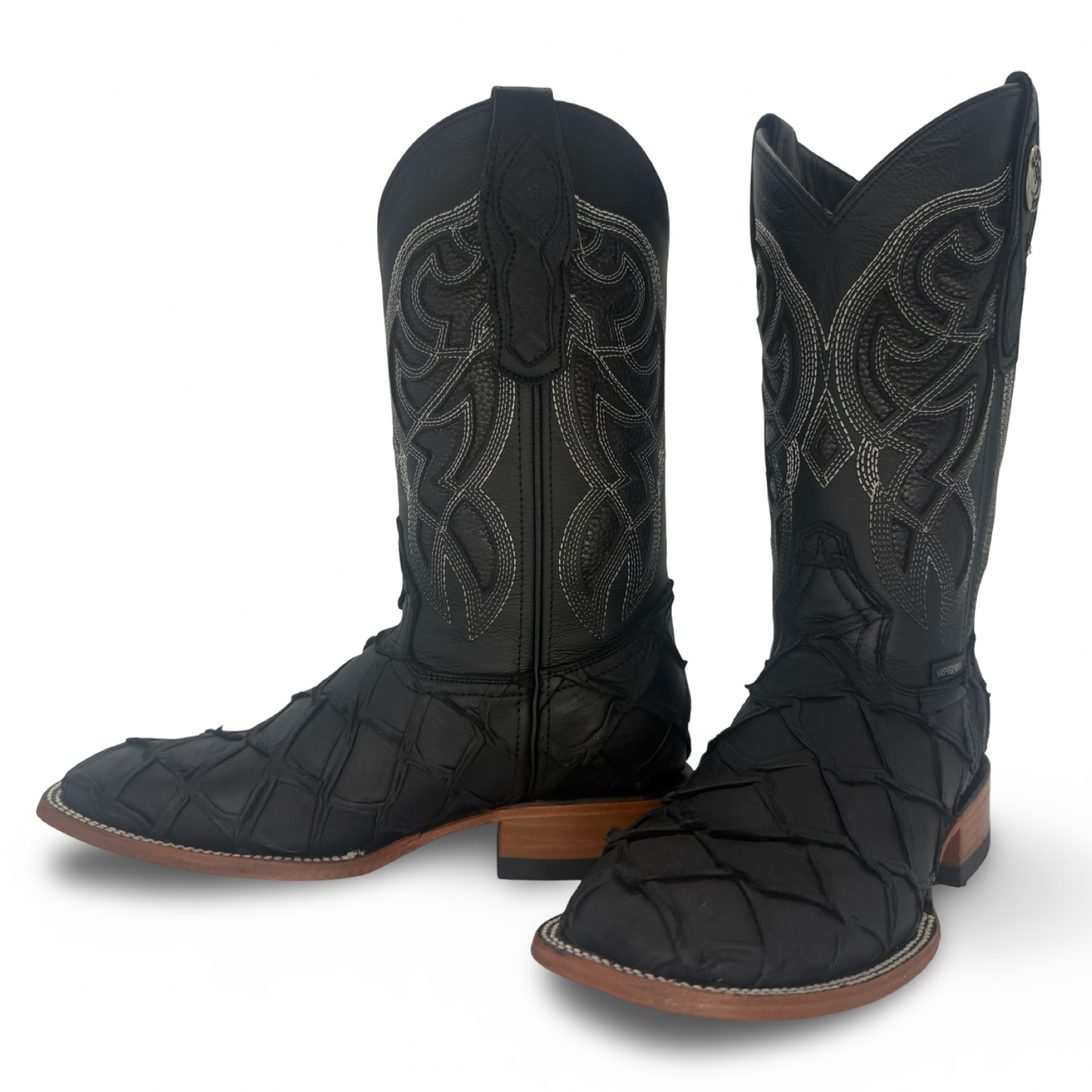 Botas Vaqueras de Piel de Res Imitación Pescado - Color Negro | Horma Bulldog