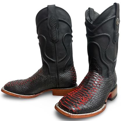 Black Cowboy Boots with Red Scale Detail – Master Rider