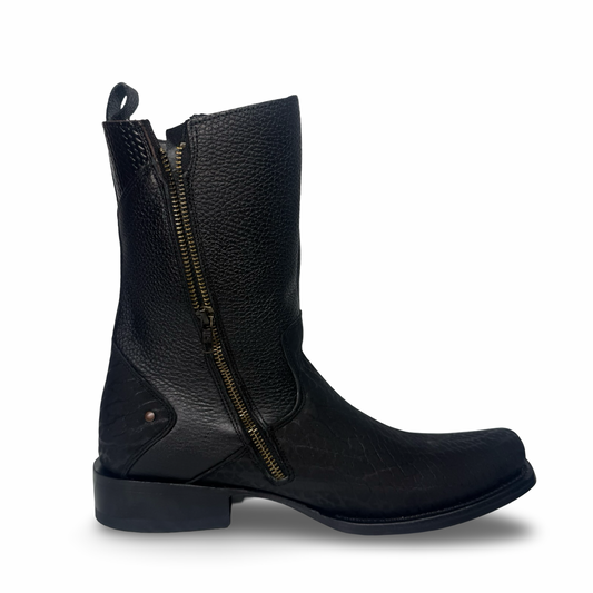 Botines elegantes de cuero genuino con cremallera lateral