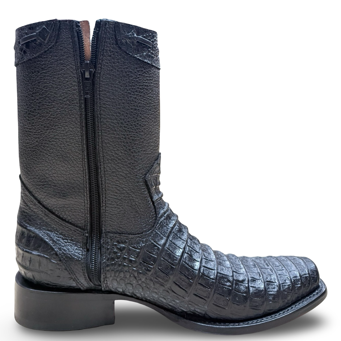 Botas con Cierre Cocodrilo (print) Negro