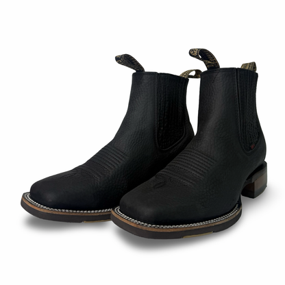 Becerro-Black Genuine Leather Booties – Non-Slip Rubber Sole