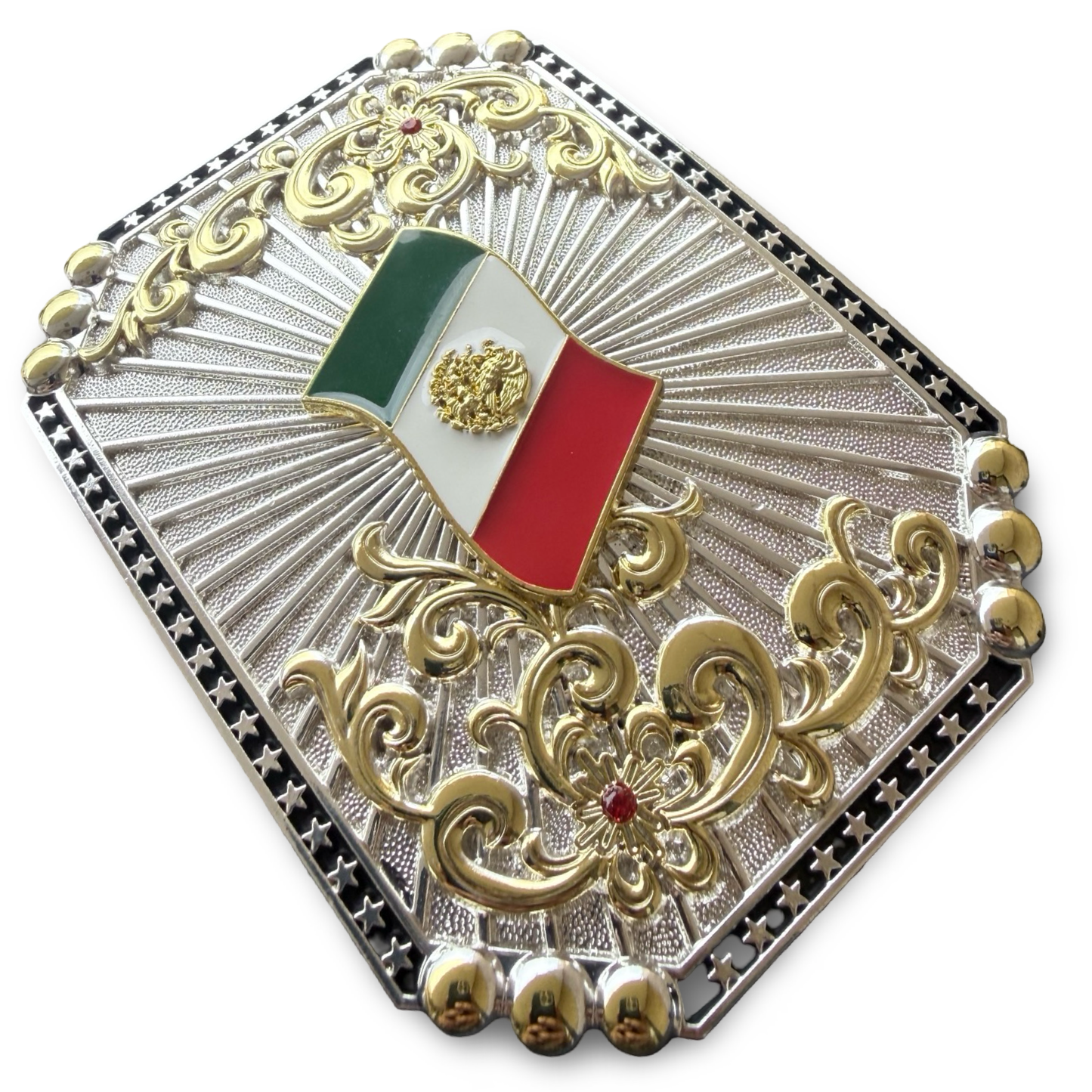 Mexican Flag Western Belt Buckle
