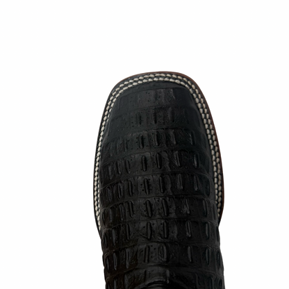 Black Croc-Style Western Cowboy Boots