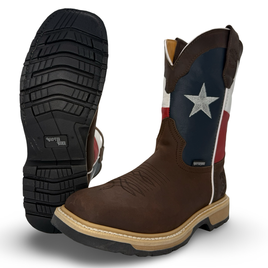 Botas de trabajo vaqueras – Diseño de la bandera de Texas