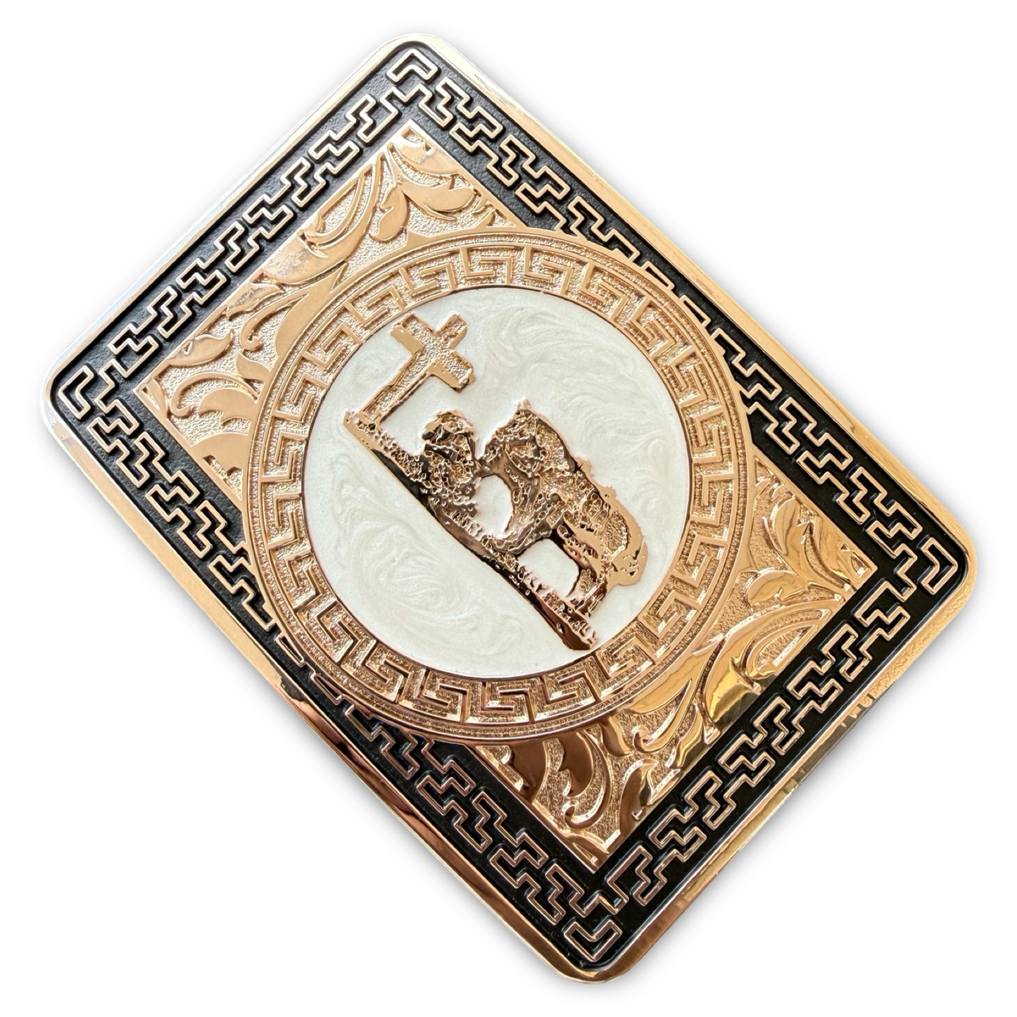 Rose Gold Western Buckle with Black Accent