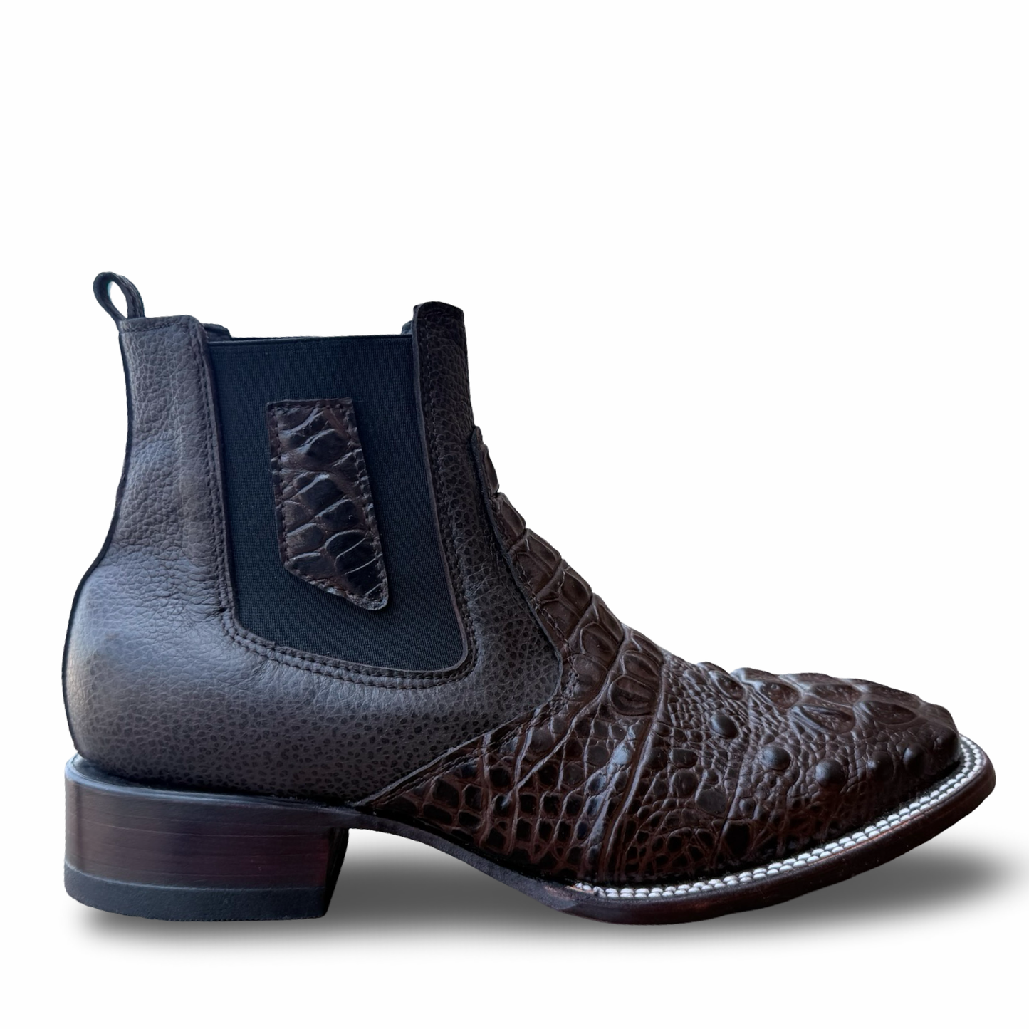 Men’s Brown Croc-Print Western Boots