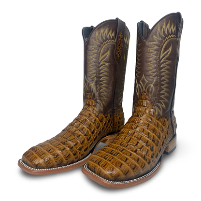 Master Rider-Honey Brown Crocodile-Print Cowboy Boots