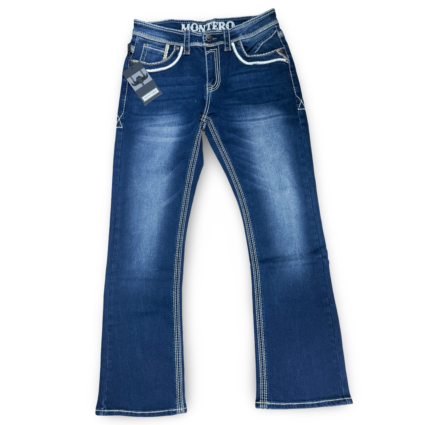Men’s Western Dark Blue Straight Leg Jeans