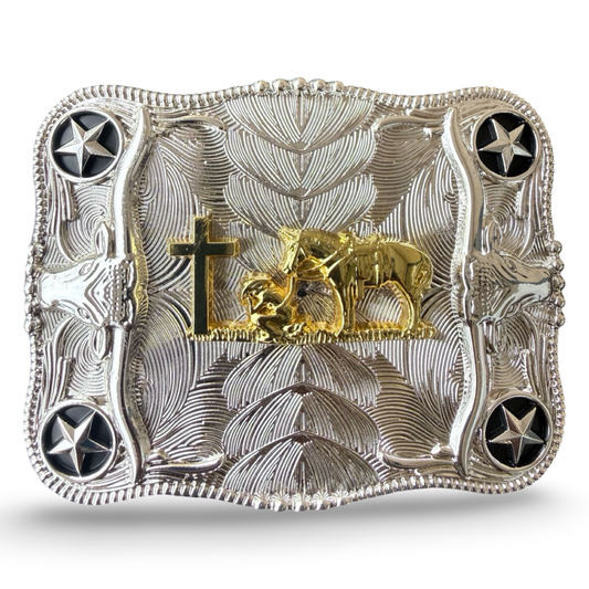 Silver Cowboy Belt Buckle