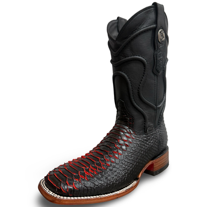 Black Cowboy Boots with Red Scale Detail – Master Rider