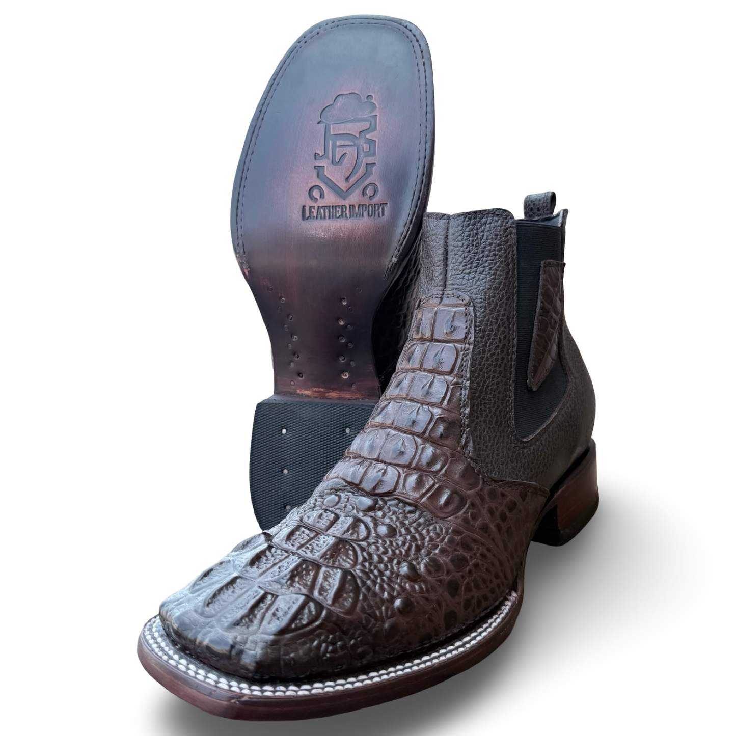 Men’s Brown Croc-Print Western Boots
