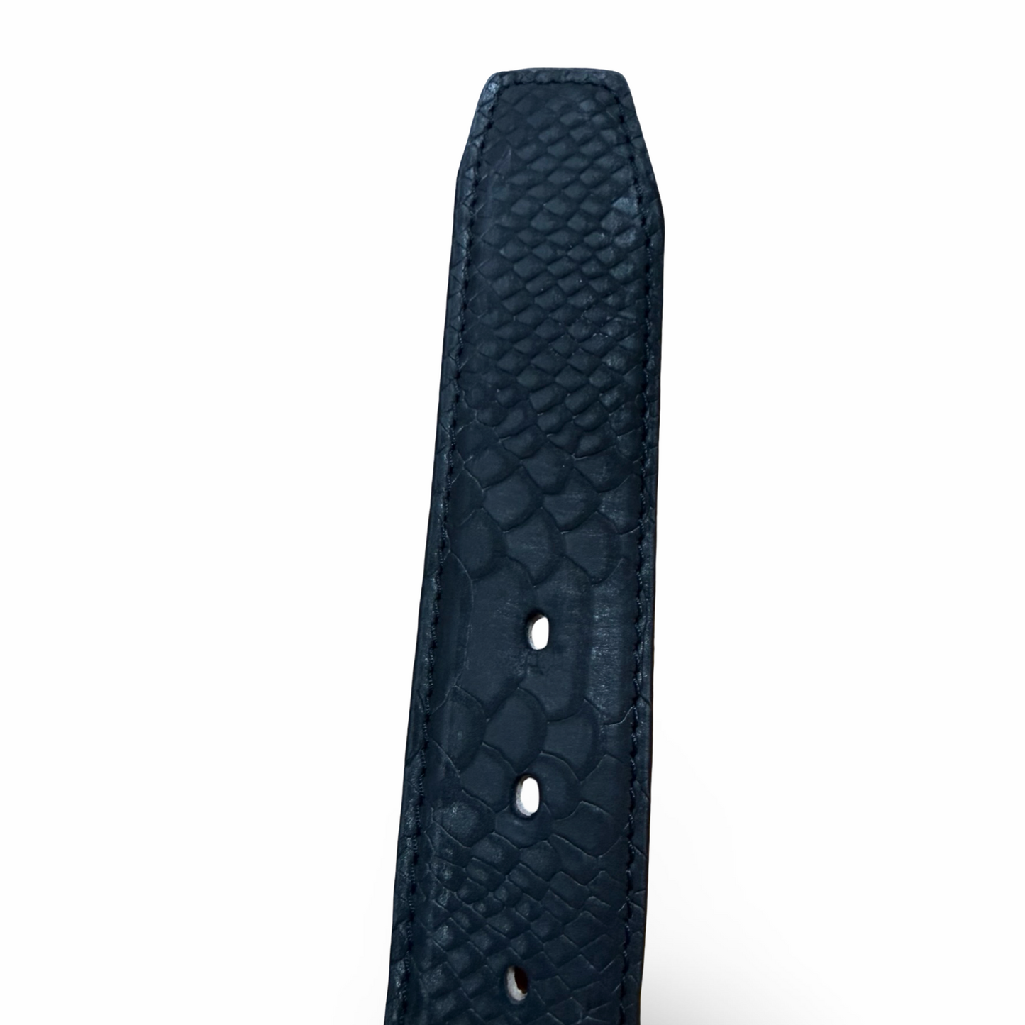 Cinturón de cuero estampado exótico para hombre con hebilla cuadrada