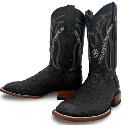 Black Croc-Style Western Cowboy Boots