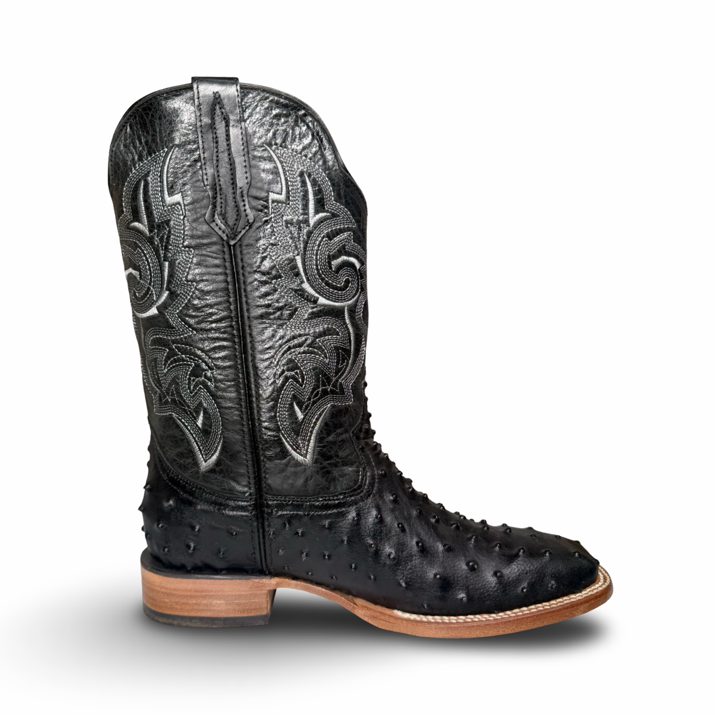 Black Exotic-Print Western Leather Boots