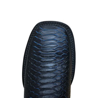 Black Cowboy Boots with Blue-Scale Pattern – Master Rider