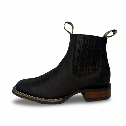 Becerro-Black Genuine Leather Booties – Non-Slip Rubber Sole