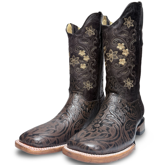 Melisa Square Toe Cincelada Western Boots