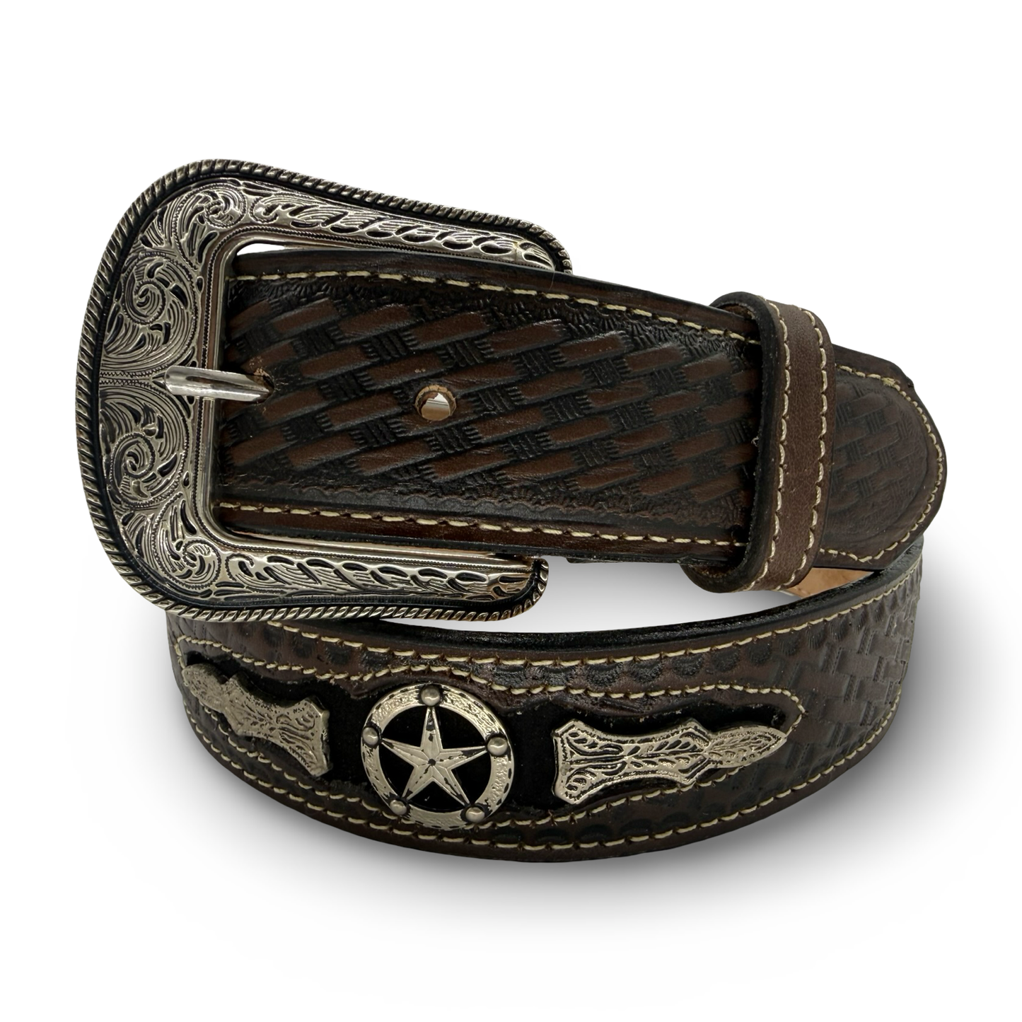 Sheriff Style Brown Leather Belt