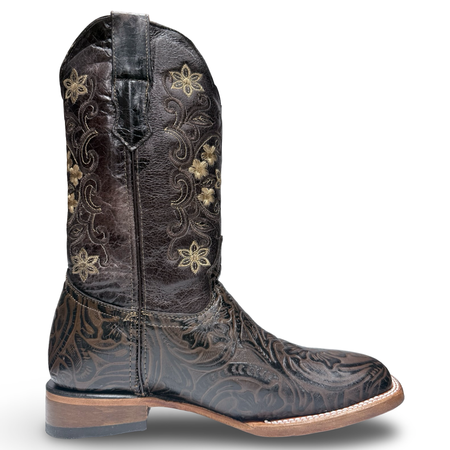 Melisa Square Toe Cincelada Western Boots