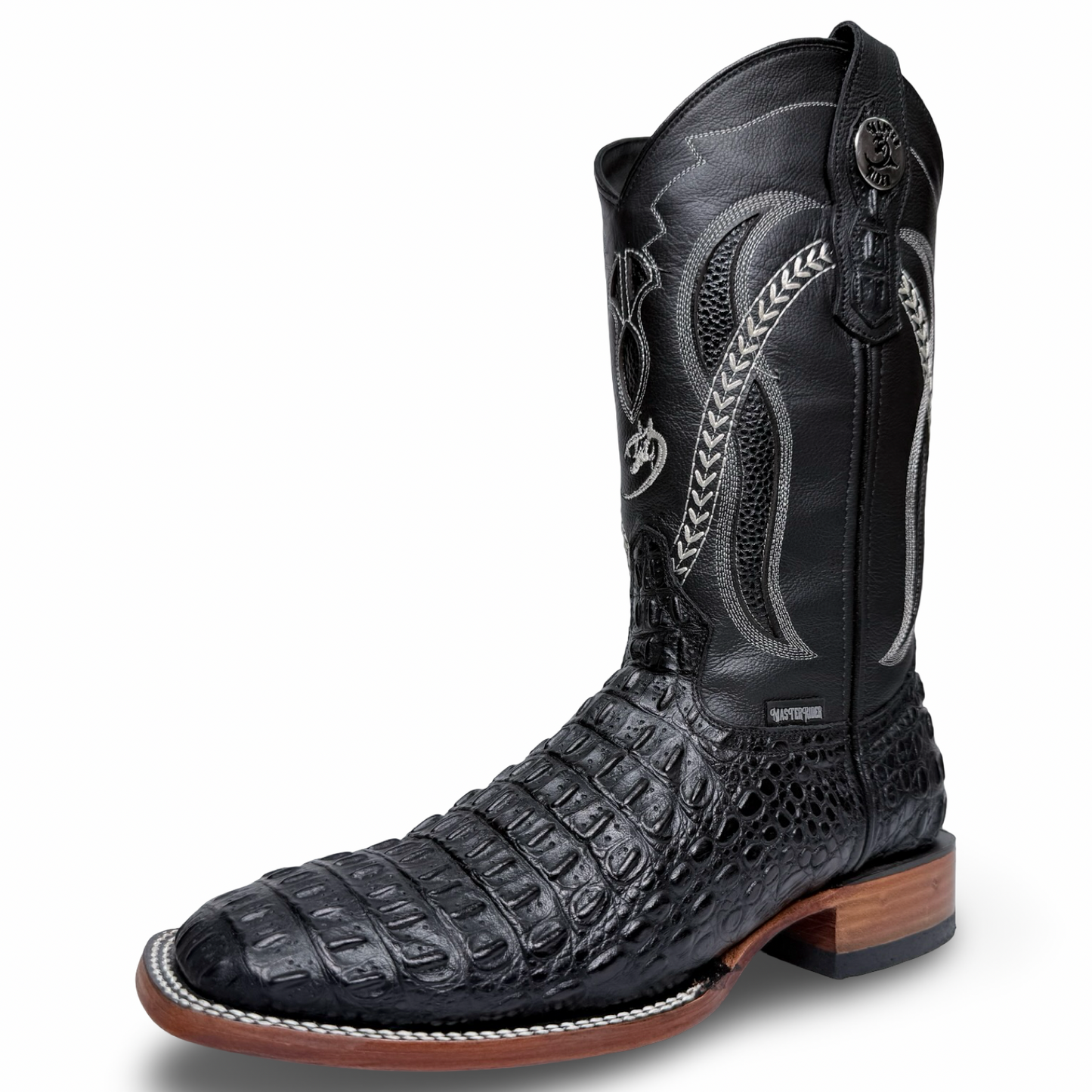 Botas vaqueras de estilo cocodrilo negras
