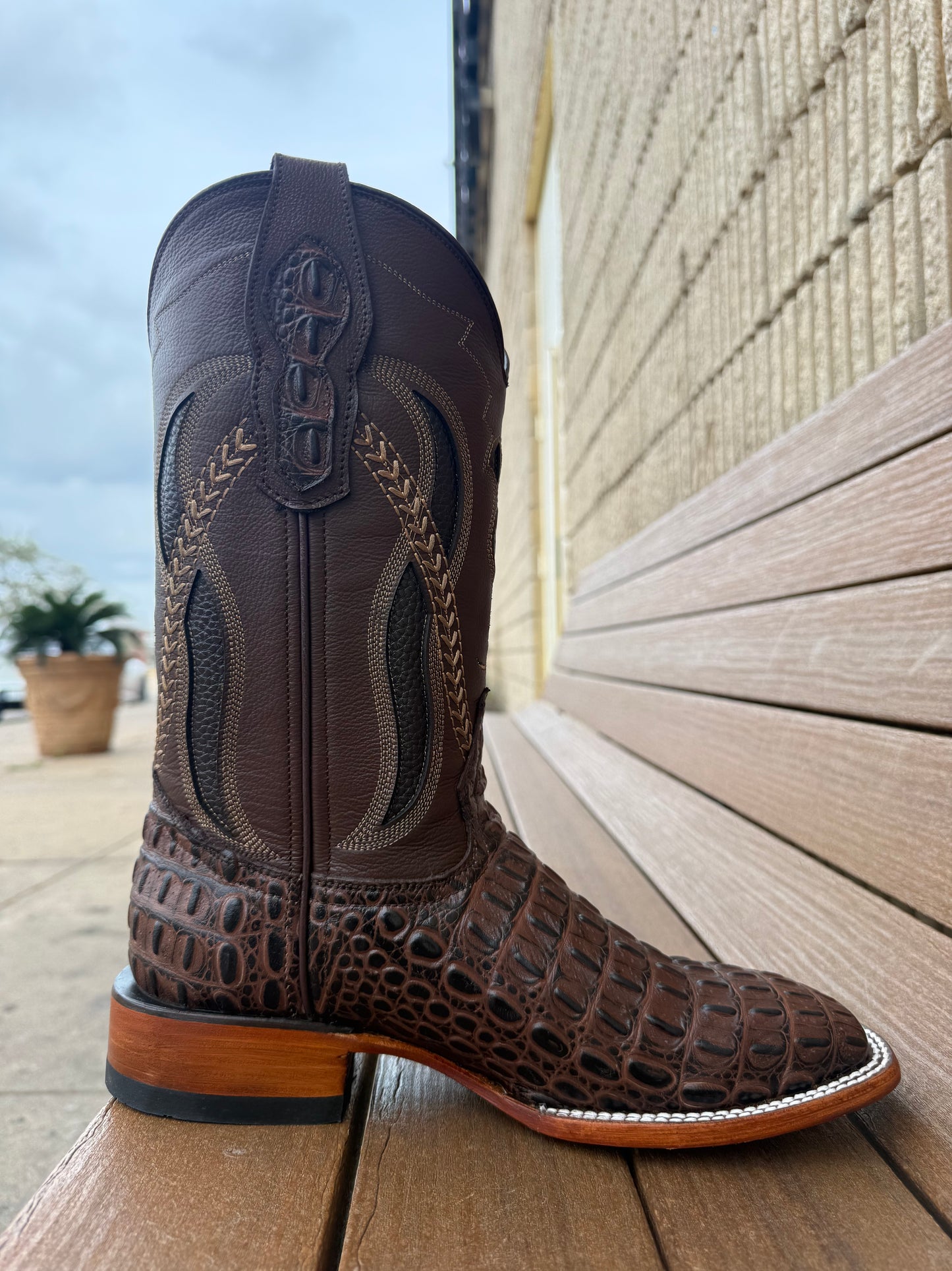 Brown Croc (Print) Handmade Cowboy Boots