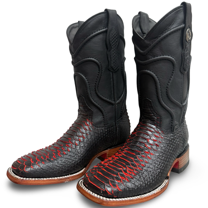 Black Cowboy Boots with Red Scale Detail – Master Rider