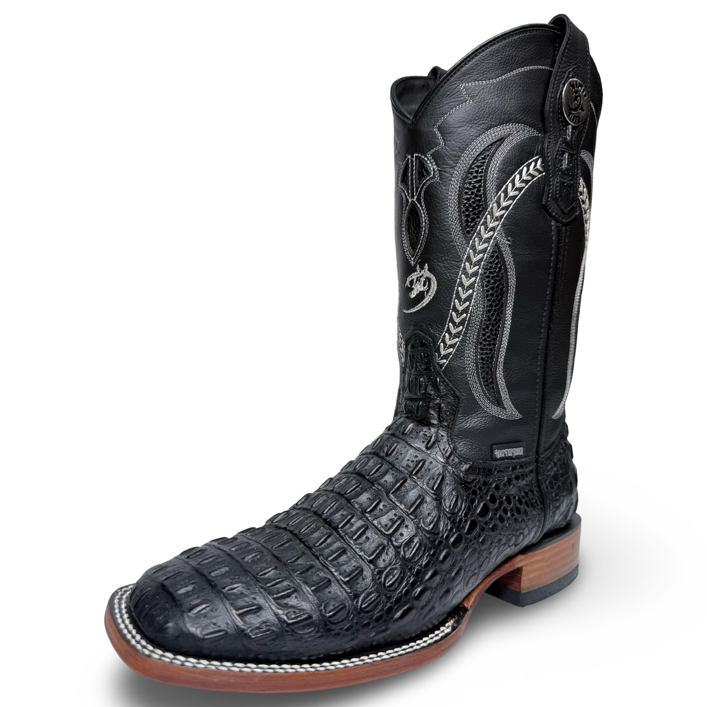 Botas vaqueras de estilo cocodrilo negras