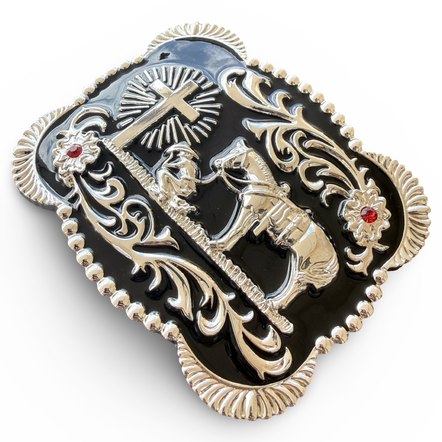 Black & Silver Western Belt Buckle