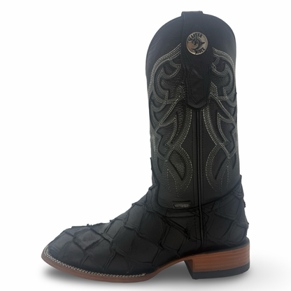 Botas Vaqueras de Piel de Res Imitación Pescado - Color Negro | Horma Bulldog