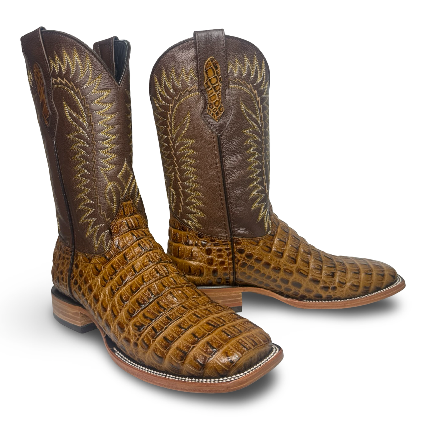 Master Rider-Honey Brown Crocodile-Print Cowboy Boots