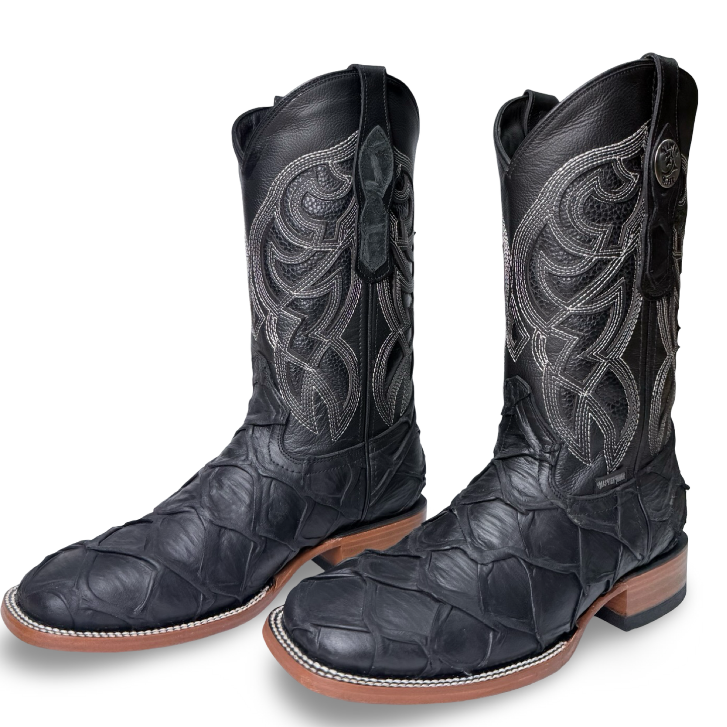 Cowboy Boots - Imitation Fish Leather - Black | Bulldog Last
