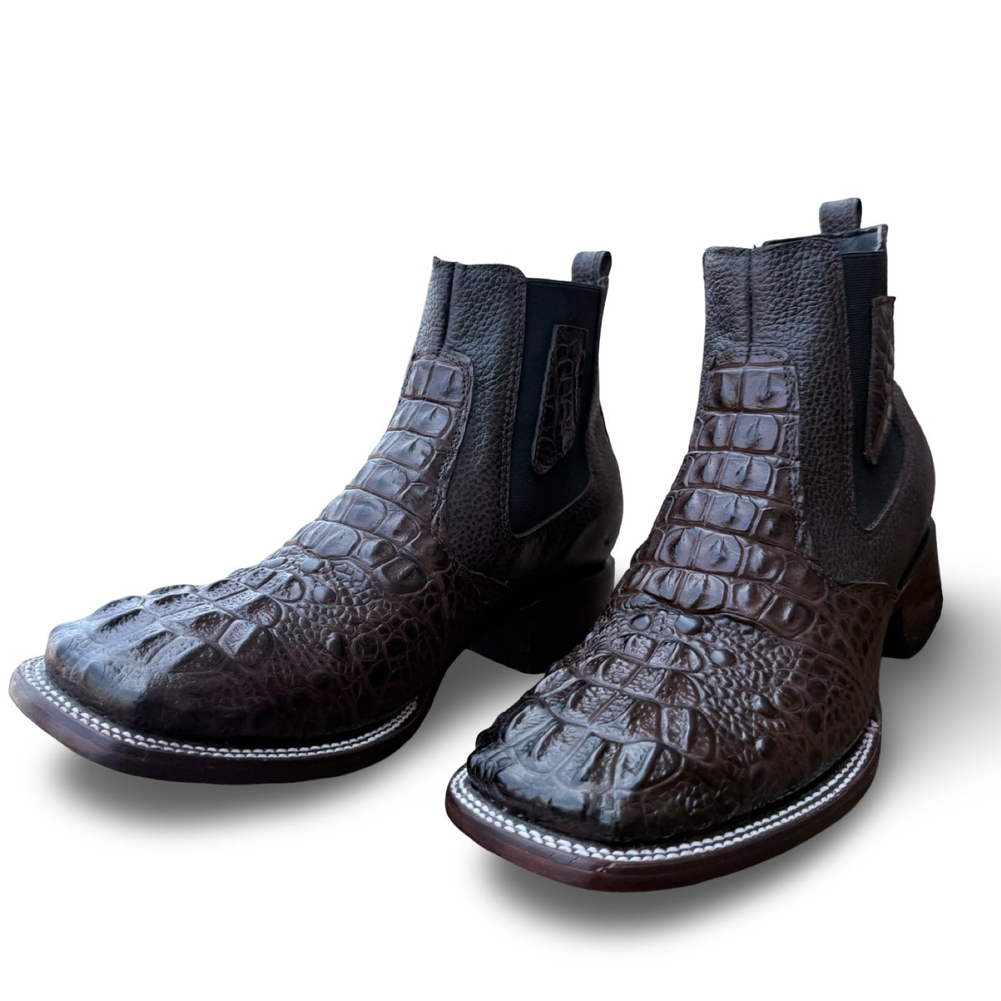 Men’s Brown Croc-Print Western Boots